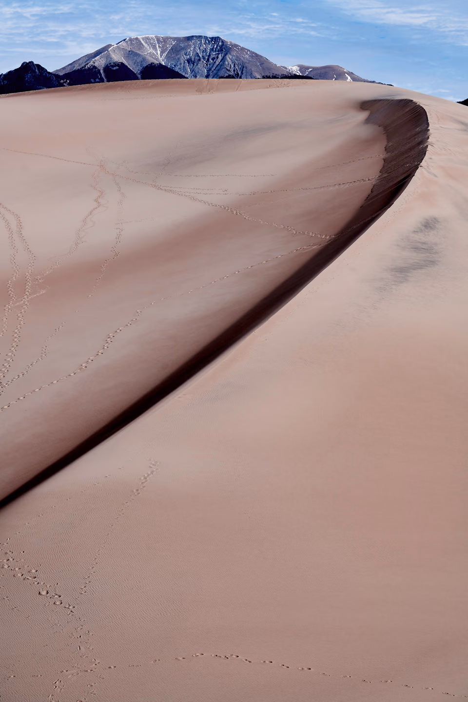 a person walking on a sand dune
