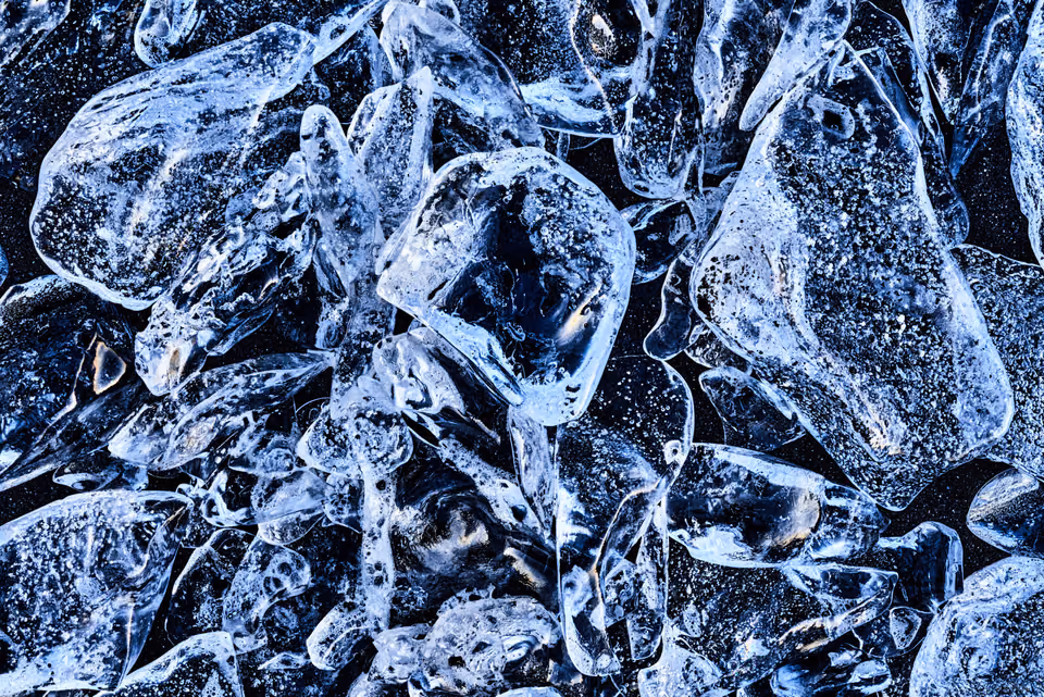 ice crystals on a blue background
