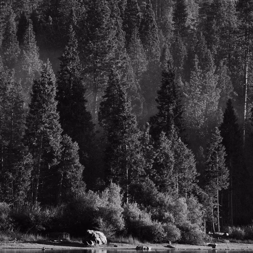 black and white photograph of a boat on a lake
