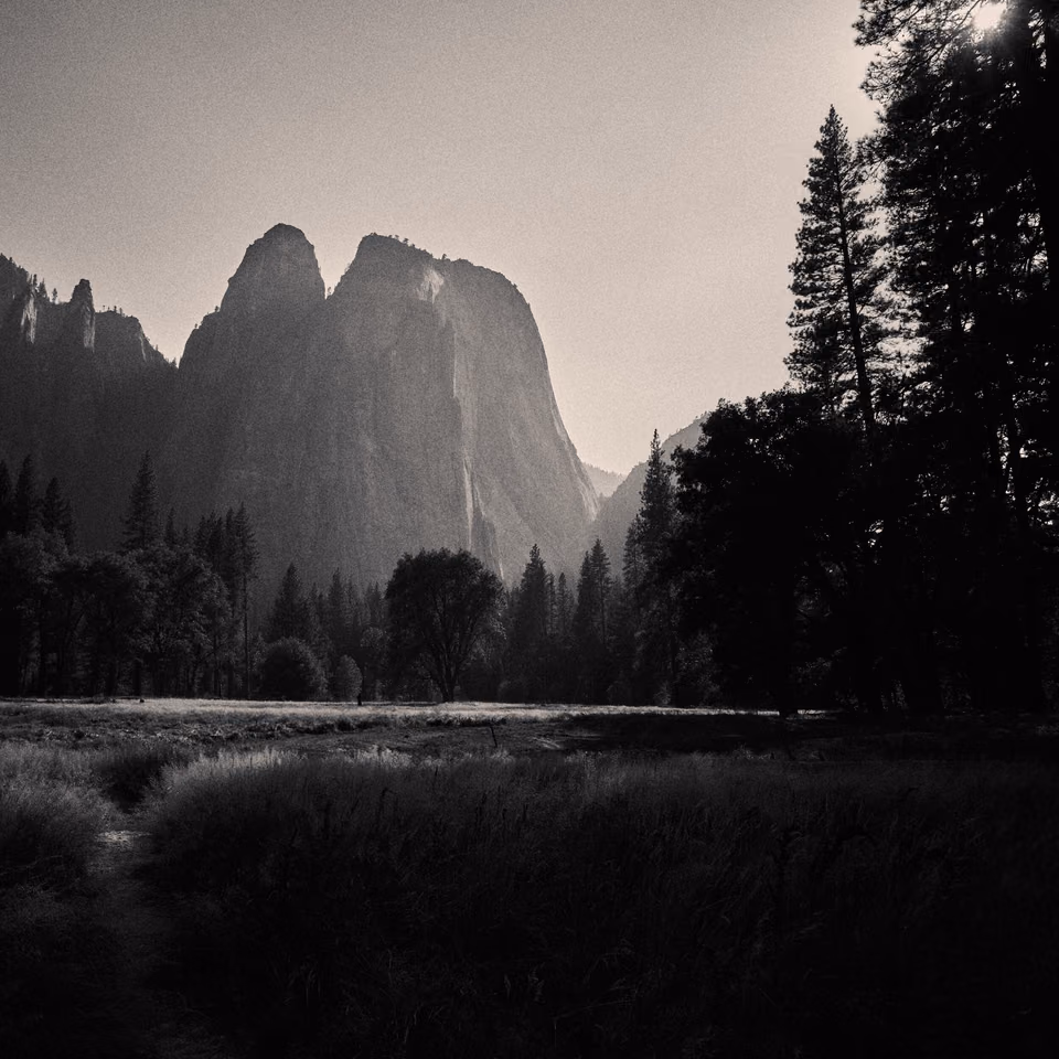 black and white photo of a mountain range
