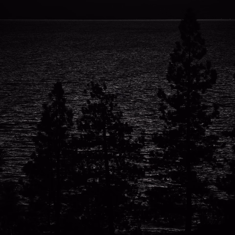black and white photograph of the moon over the ocean

