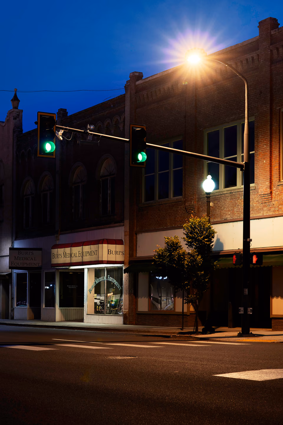 a street light is on
