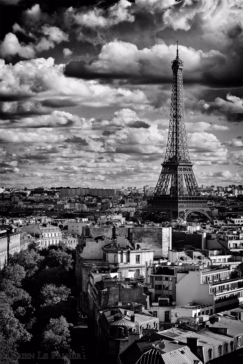 black and white photograph of the eiffel tower in paris
